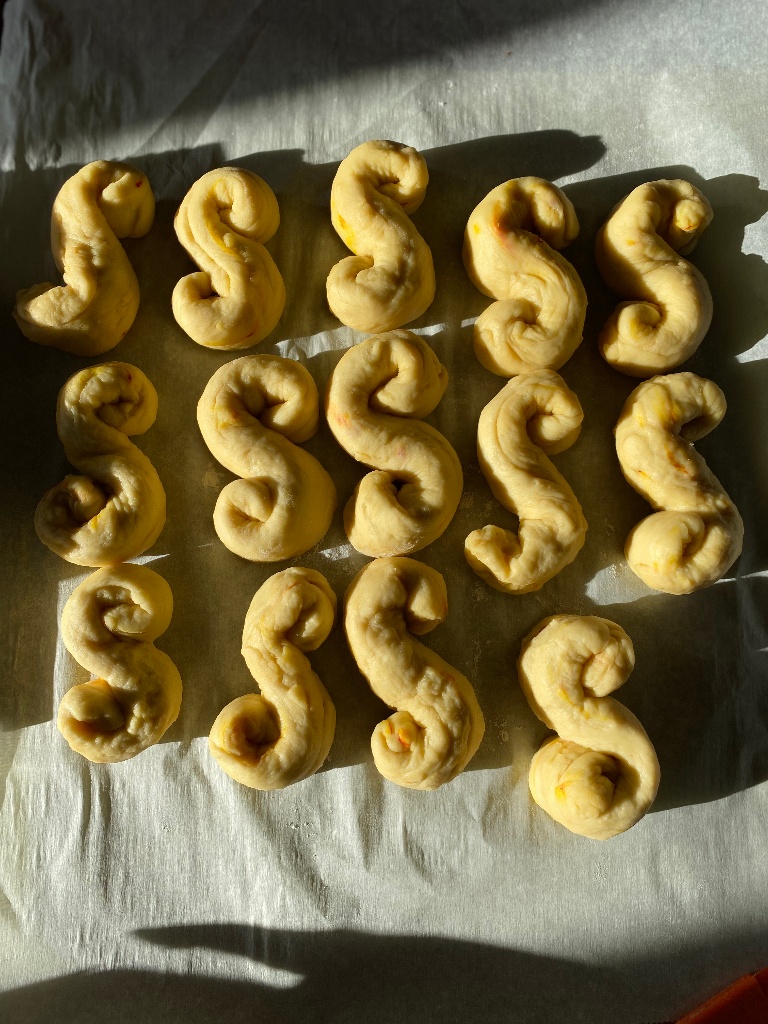 Dough formed into S shape