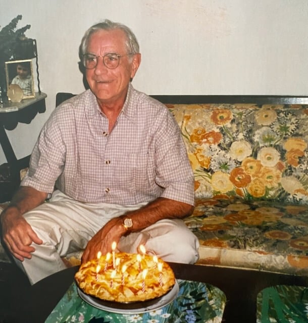 Shauna's dad with birthday tart