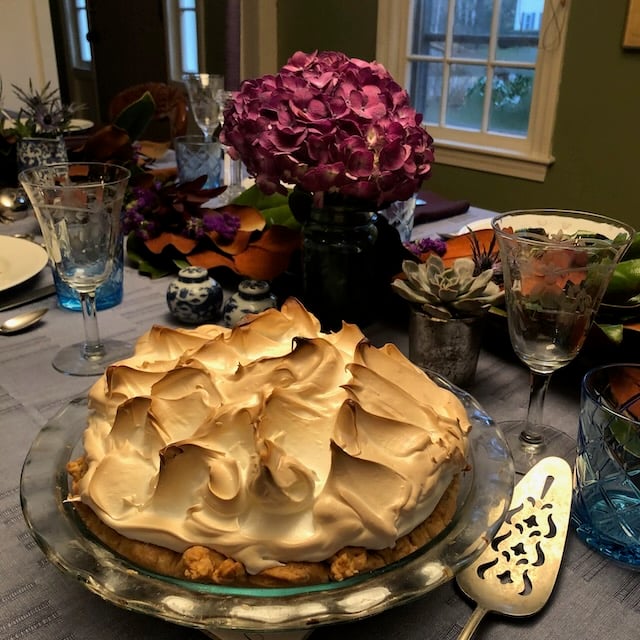 Lemon meringue pie at the table