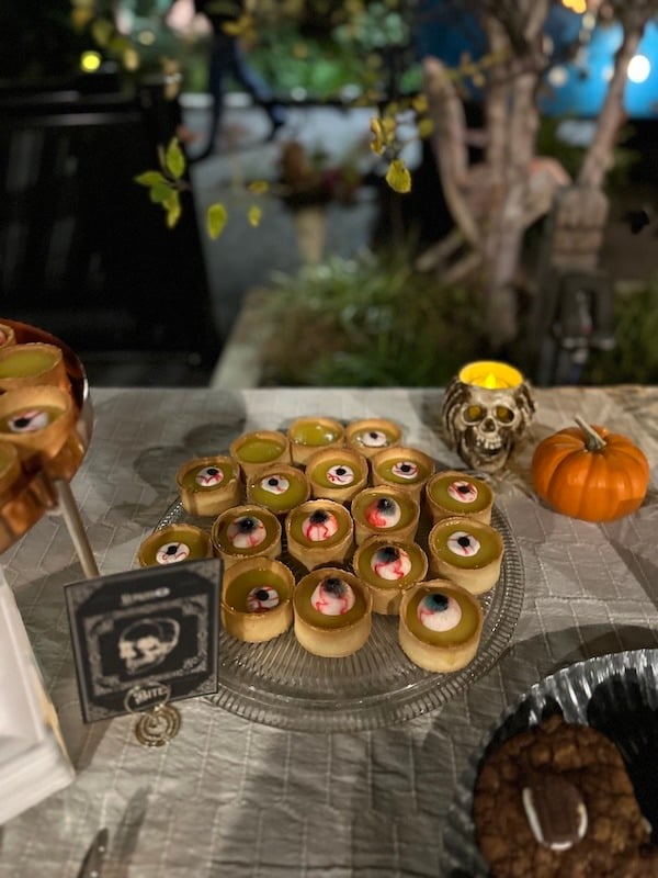 Lemon tarts with eyeball decorations